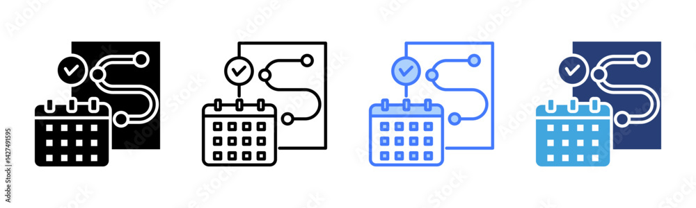 Poster planning icon sheet multiple style collection