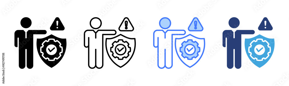 Poster workplace safety icon sheet multiple style collection