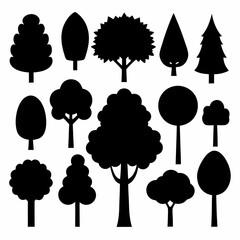 Fototapeta premium Set of 20 Black Silhouette Tree Figures