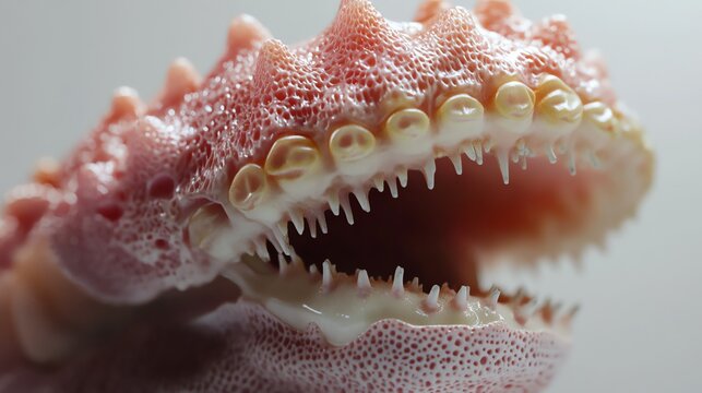 Close-up Pink Geoduck Showing Teeth and Texture for Marine Biology