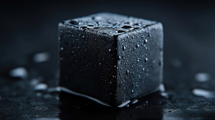 Dark cube with water droplets