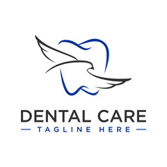 Flying bird dental logo, tooth logo
