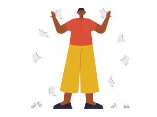 Woman stressed with her job. Busy People illustration. Flat vector illustration concept.