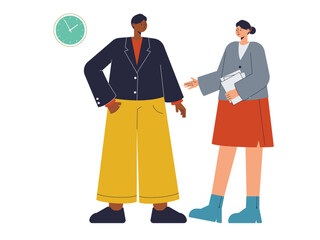 Employees meet in the office. Busy People illustration. Flat vector illustration concept.