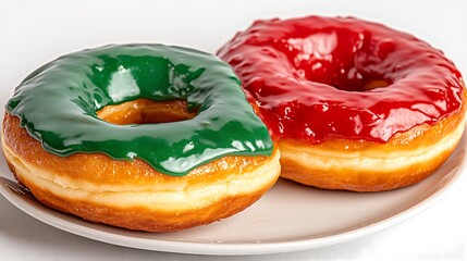 Obraz premium Deliciously colorful donuts bakery food photography bright setting close-up tempting treats
