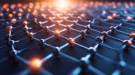 Obraz premium advanced graphene lattice structure with glowing nodes for nanotechnology and material science