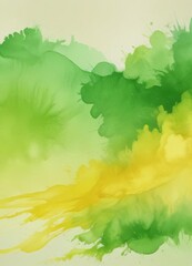 Fototapeta premium Abstract watercolor wash, bright green and yellow gradients, soft focus , growth, ray