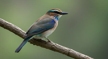 Indian Roller Bird Perched on Branch Wildlife Nature Colorful Plumage Avian Ornithology Zoology Conservation Exotic