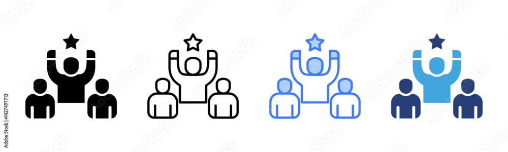 Aufkleber team leadership icon sheet multiple style collection