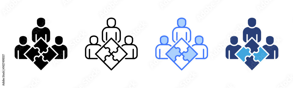 Poster Team Building icon sheet multiple style collection