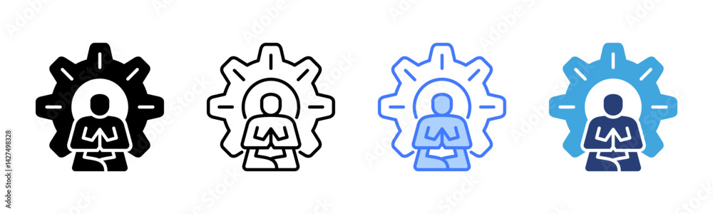 Aufkleber stress management icon sheet multiple style collection