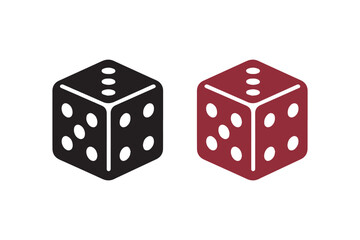 Simple dice vector icon. Game dice silhouette on white background