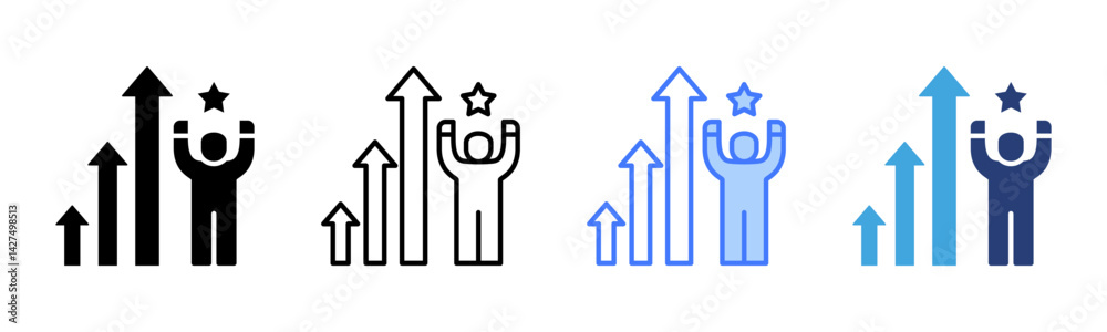 Poster personal growth icon sheet multiple style collection