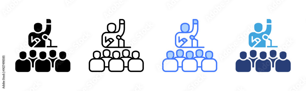 Poster public speaking icon sheet multiple style collection
