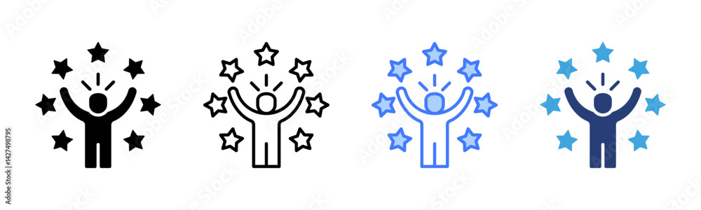 Poster self confidence icon sheet multiple style collection