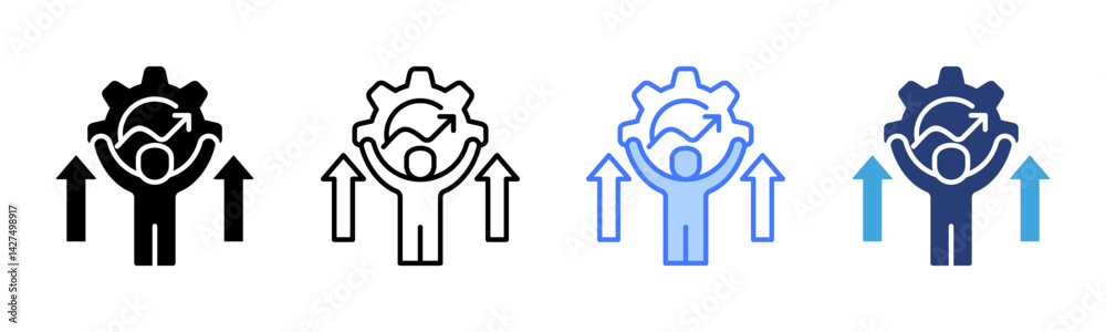 Poster self improvement icon sheet multiple style collection