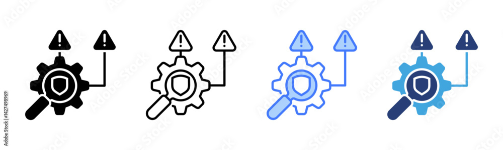 Poster risk management icon sheet multiple style collection
