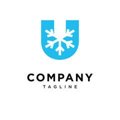 Letter U Snow Logo Icon Vector
