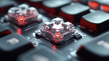 Illuminated Keyboard Close-up Showing Mechanical Switches and Keycaps Detail