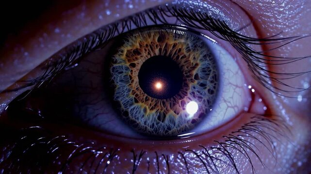 Closeup of human eye with detailed iris patterns