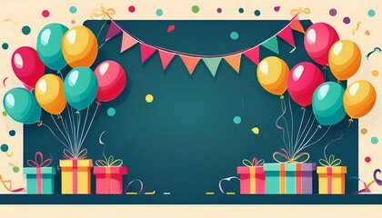 Colorful Balloons and Gifts for Celebrations with Banners and Confetti in Festive Background Design