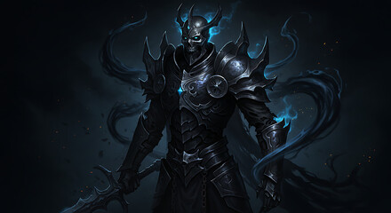 glowing purple dark knight with cosmic armor digital wallpaper