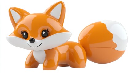 Obraz premium fox toy 3d rendering isolated on white background. Cartoon plastic style icon 