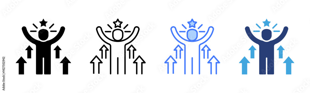 Poster motivation icon sheet multiple style collection