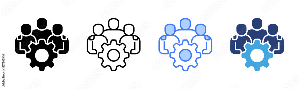 Poster teamwork icon sheet multiple style collection