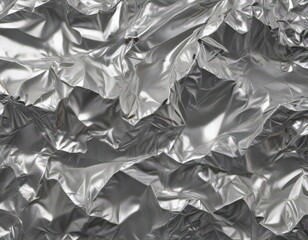 Crumpled silver foil, deep wrinkles, metallic sheen, shiny foil, foil backdrop, background