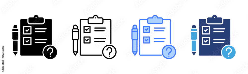 Poster questionnaire icon sheet multiple style collection