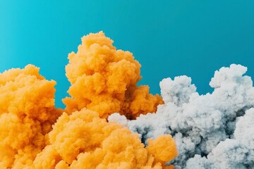 Abstract Gold and White Clouds Against Blue Sky