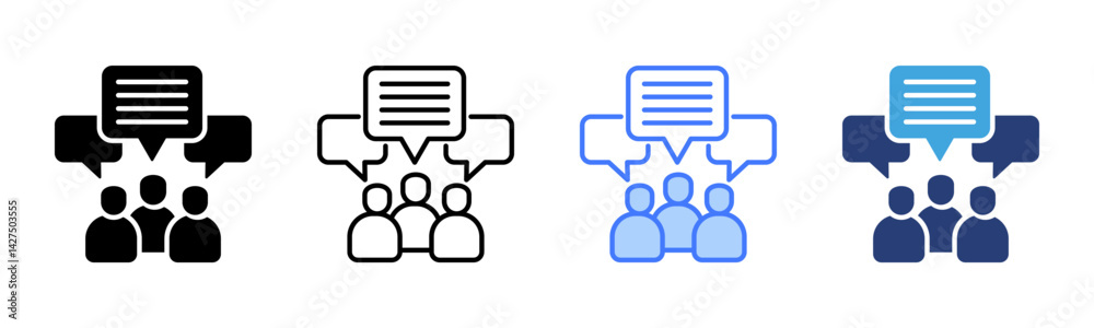 Poster discussion icon sheet multiple style collection