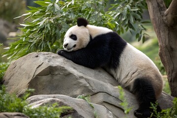 Obraz premium Giant Panda: China's Rare Black-and-White Treasure of the Forest