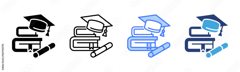Poster education icon sheet multiple style collection
