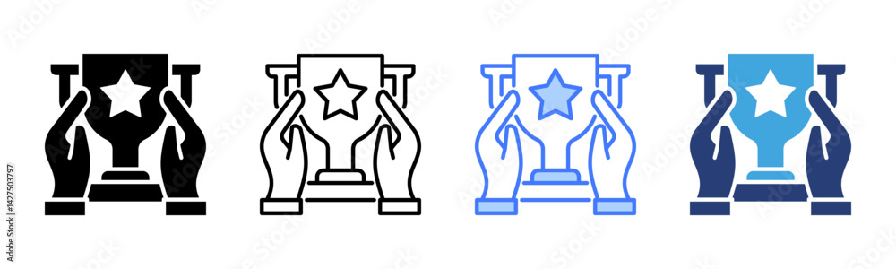 Poster success icon sheet multiple style collection