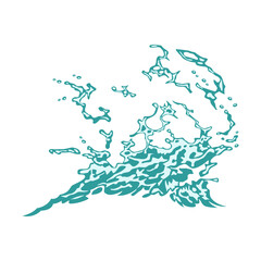 water splash wave fishing illustration logo vector image t shirt