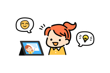 子供　タブレット学習　勉強　教育　学習