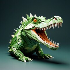 Obraz premium an AI Image Generator, Colorful Origami Dragon Bust with Dramatic Lighting