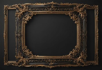 Elegant black & gold ornate frame with shimmering details, foil, retro
