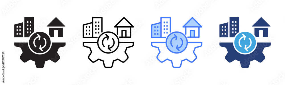 Poster Hybrid Work icon sheet multiple style collection