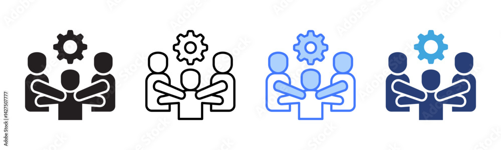 Poster collaboration icon sheet multiple style collection