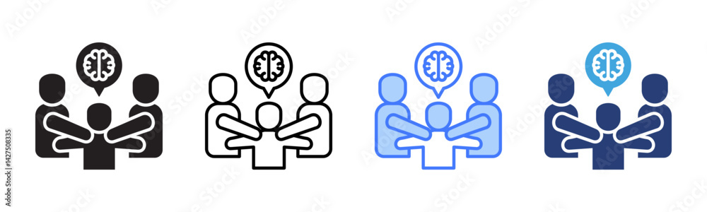 Poster brainstorm icon sheet multiple style collection