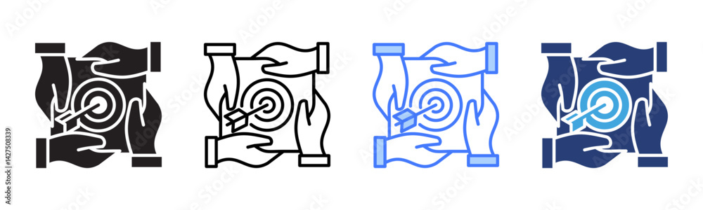 Poster teamwork icon sheet multiple style collection