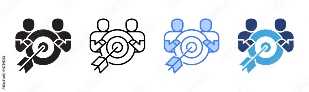 Poster teamwork icon sheet multiple style collection