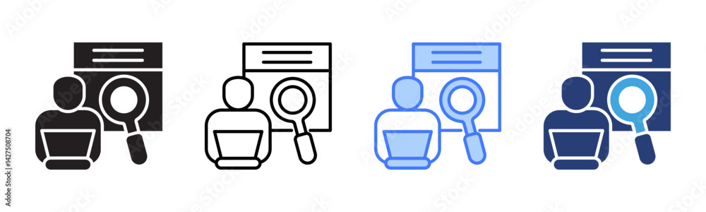Poster job search icon sheet multiple style collection
