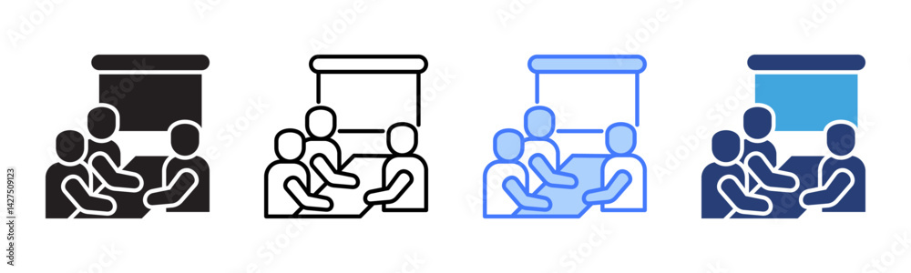 Poster meeting icon sheet multiple style collection