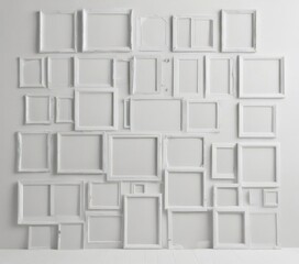 Empty photo frames collage mockup on white background  Various sizes and styles , frame, composition