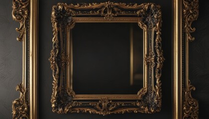 Elegant black & gold ornate frame with shimmering details on a luxury background , celebration, luxury, special