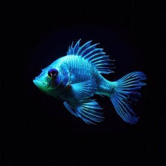 Fototapeta premium an AI Image Generator, Vividly Colored Tropical Fish in Ocean Depths With Blue